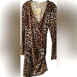 Michael Kors Cheetah Print Faux Wrap Dress